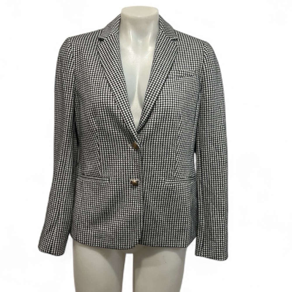 Talbots black & white houndstooth aberdeen two button blazer size 6 NWT